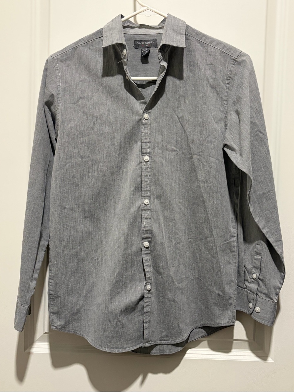 Van Heusen Men's Gray Pinstripe Long-Sleeve Dress Shirt